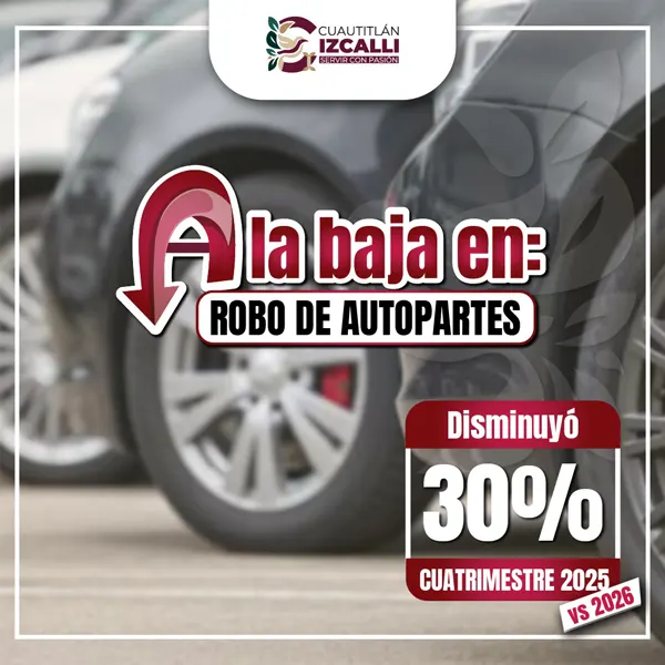Cuautitlán Izcalli reduce 30% el robo de autopartes