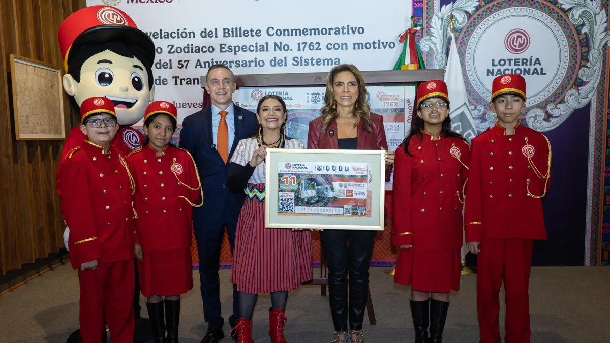 Billete de Lotería Nacional con un tren NM22 por los 57 años del Metro de la Ciudad de México